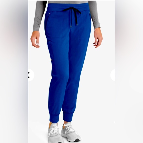L Grey's Anatomy Women's Scrub Top, L Women's Cargo Jogger Pants in Galaxy Blue - Picture 2 of 7